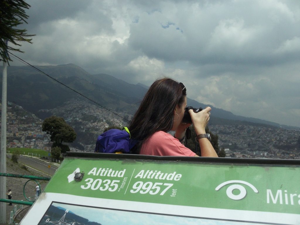 Lookout in Quito, Ecuador, tour group challenges, storm clouds