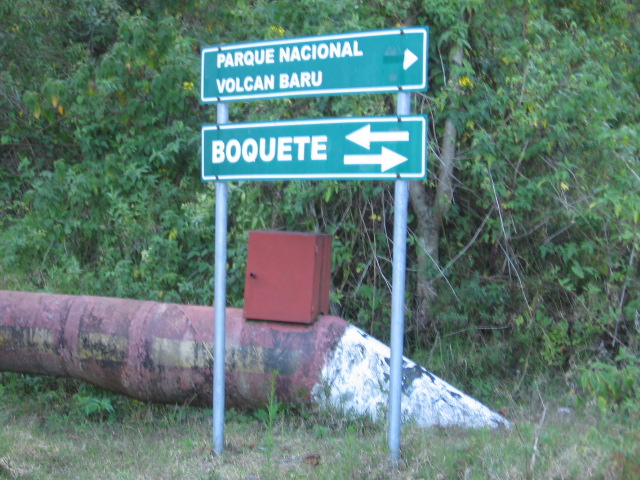 Street sign for Boquete, Panama