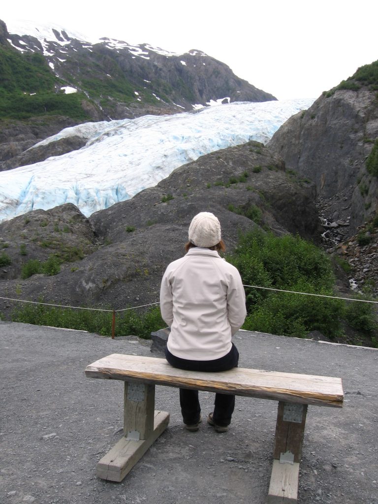Looking at a glacier is Seward, Alaska