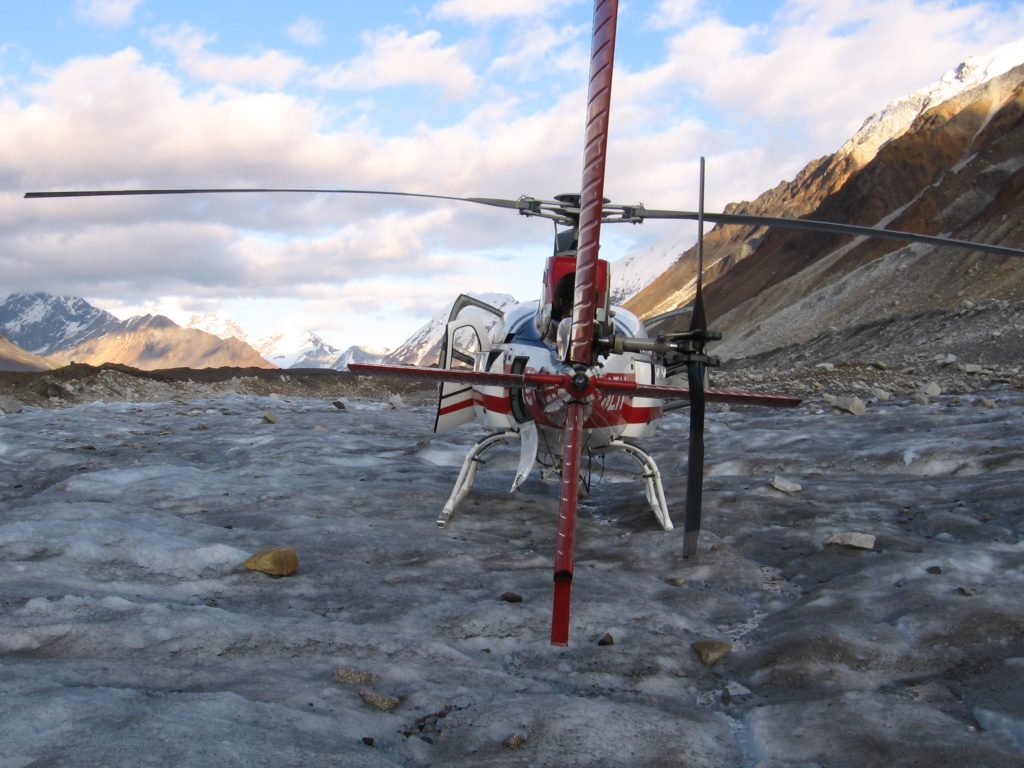 Helicopter on a glacier in Alaska