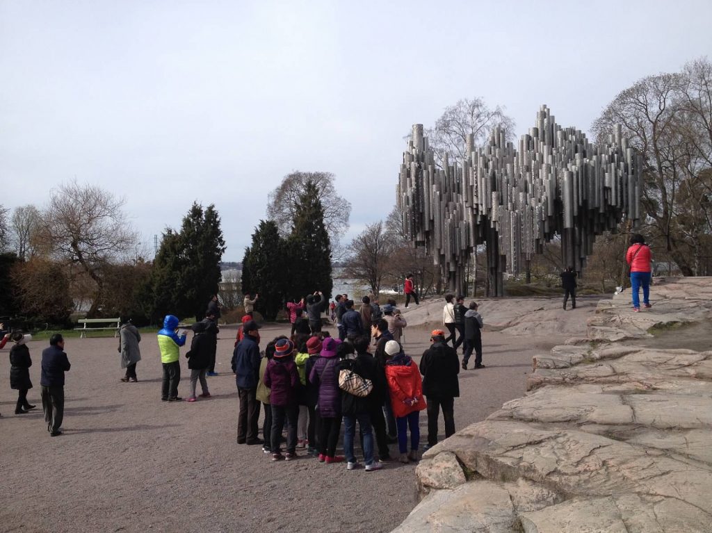 Sibelius Monument Helsinki Finland tourists travel vacation