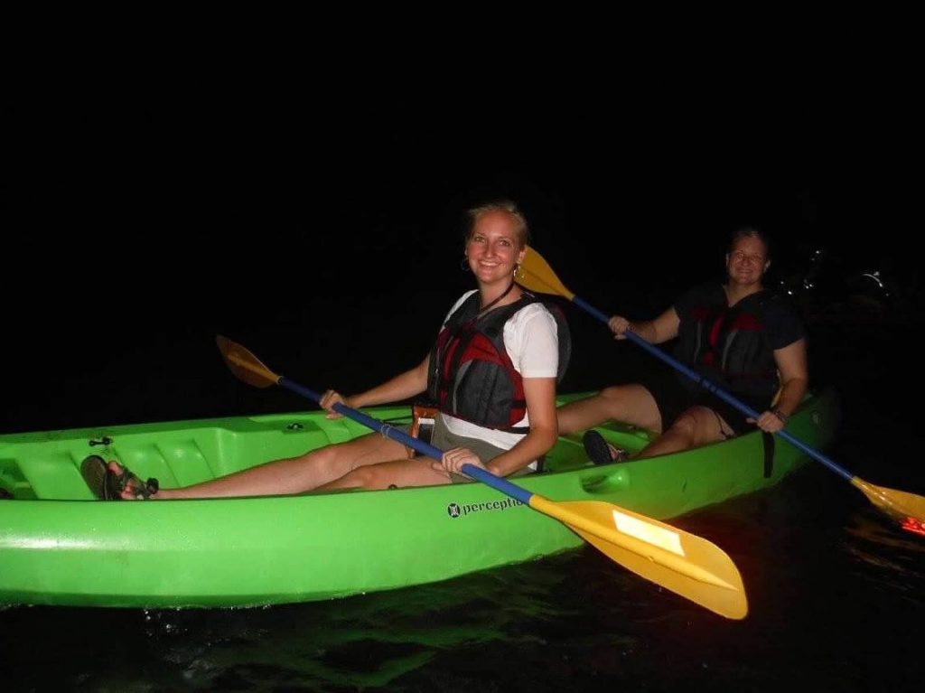 night kayaking Puerto Rico tourists travel vacation