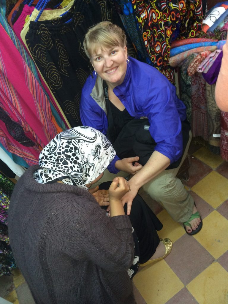 Getting a henna tattoo