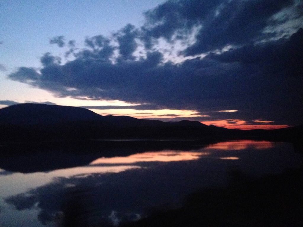 Glacier National Park sunset, train window views