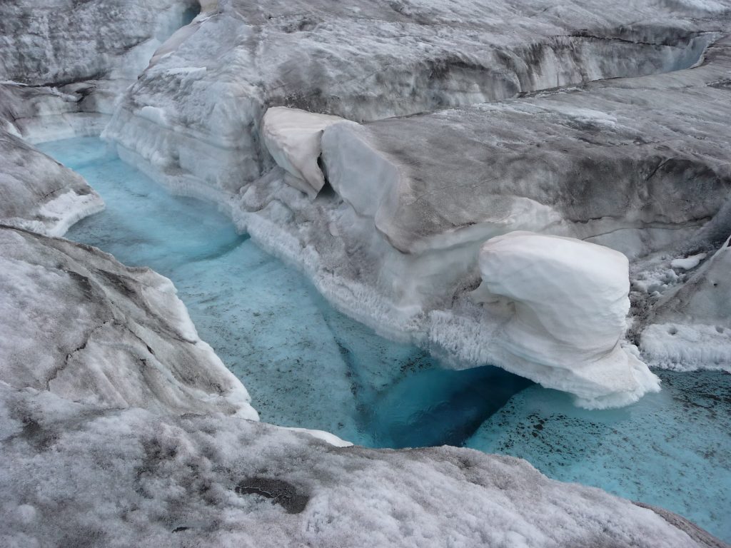 Blue glacier water