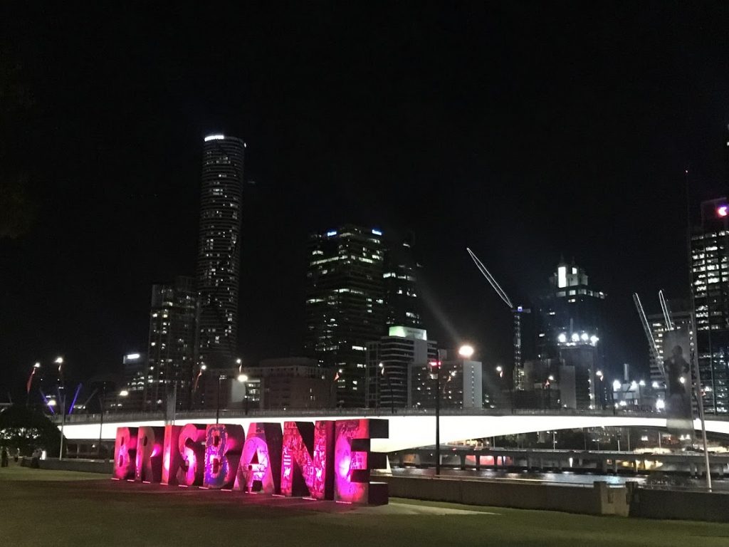 Brisbane sign at night