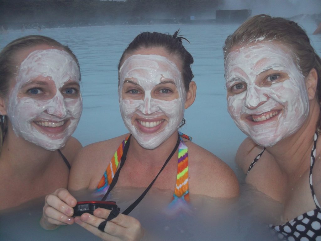 Getting a facial at the Blue Lagoon