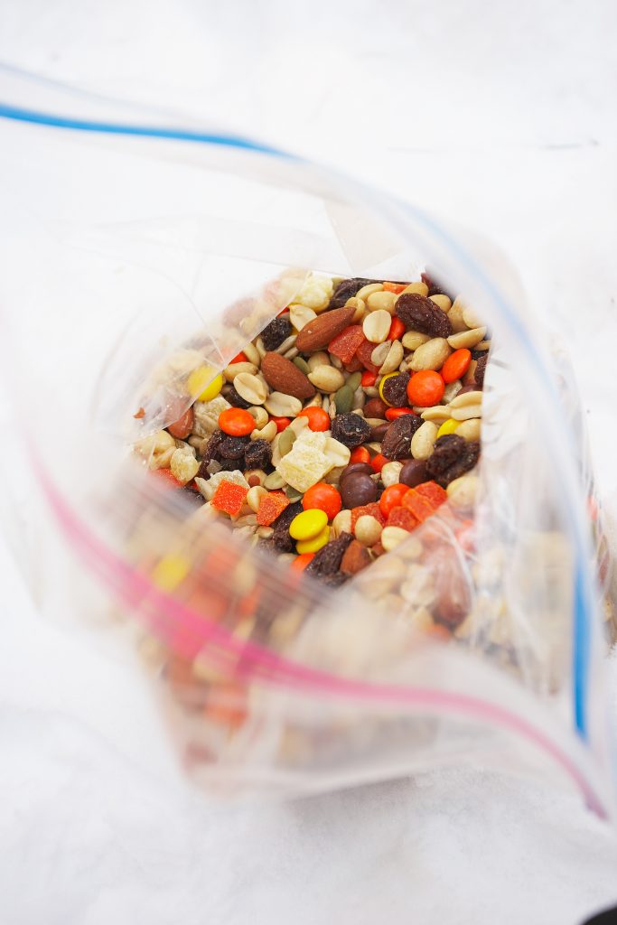 travel snacks, trail mix, small item packing checklist