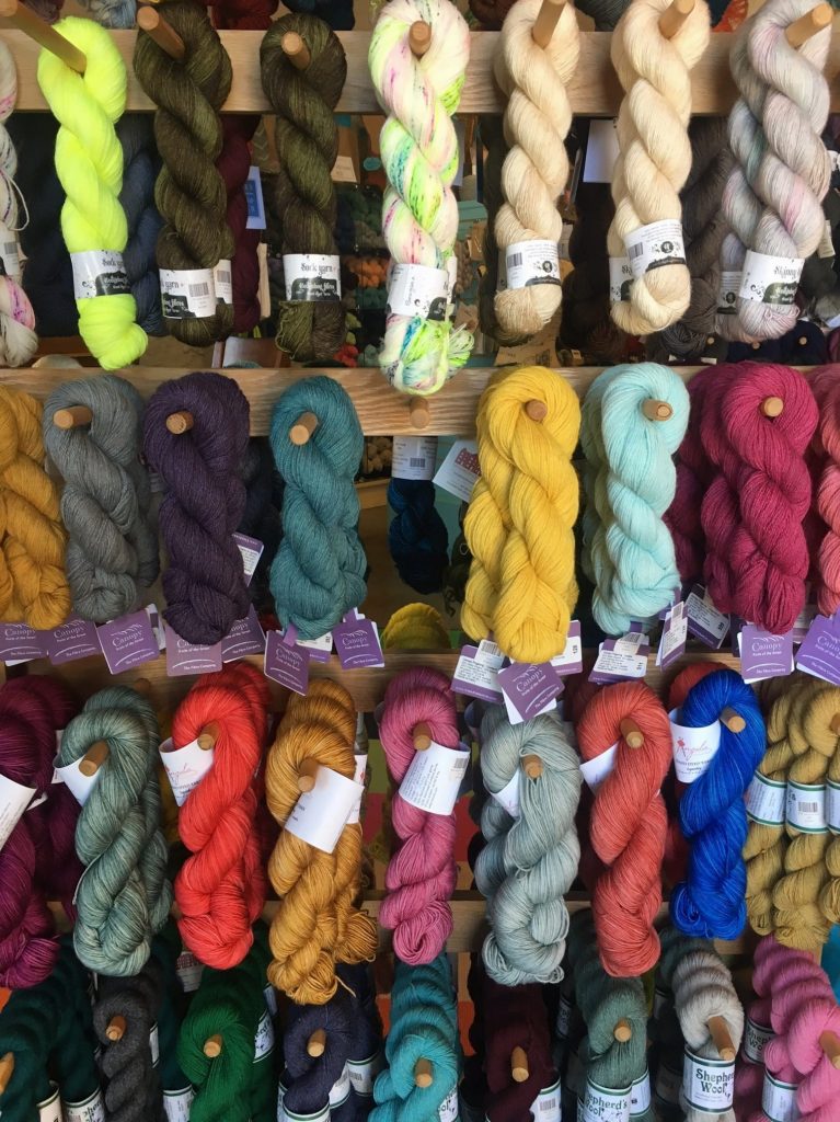 colored yarn at KnitKnit in Coeur d'Alene, Idaho