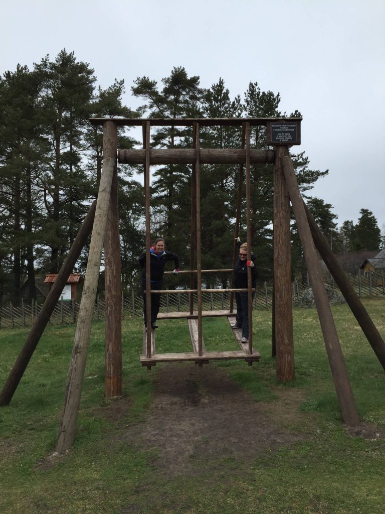 Traditional Estonian wooden swing