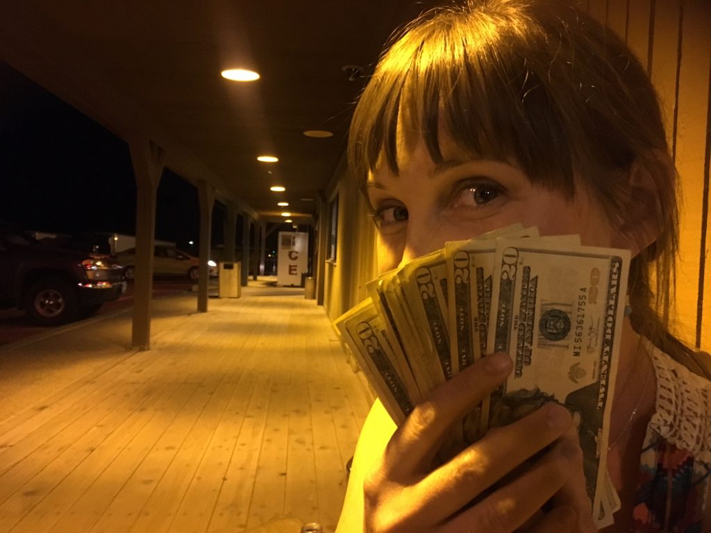 Late night money shot in Jackpot, Nevada casino