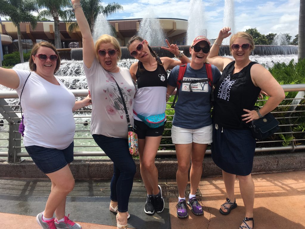 Roommate reunion at Epcot Disney World adult friends