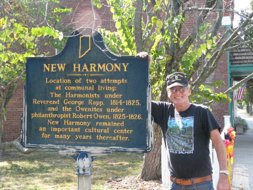 New Harmony Sign USA travel