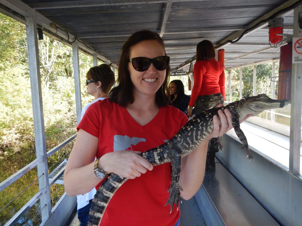 Holding a baby gator in LA
