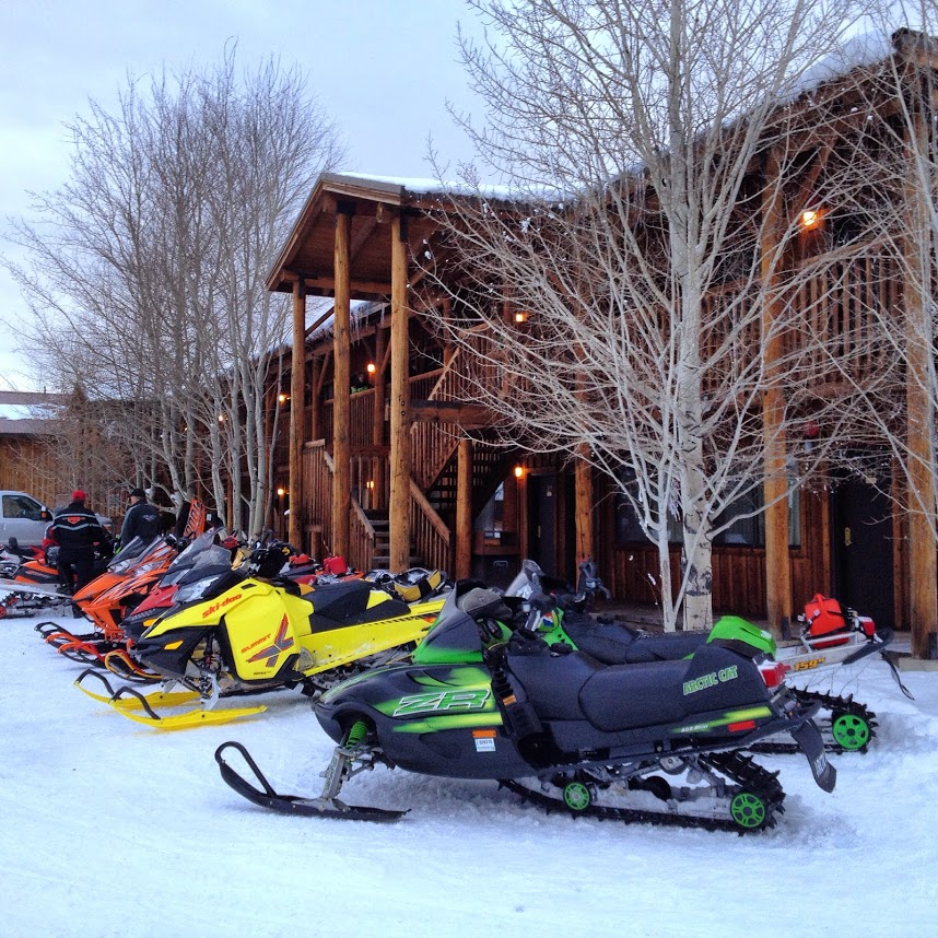 Snowmobiles in Stanley, Idaho winter travel