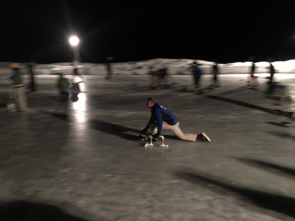 Curling night time in Stanley, Idaho