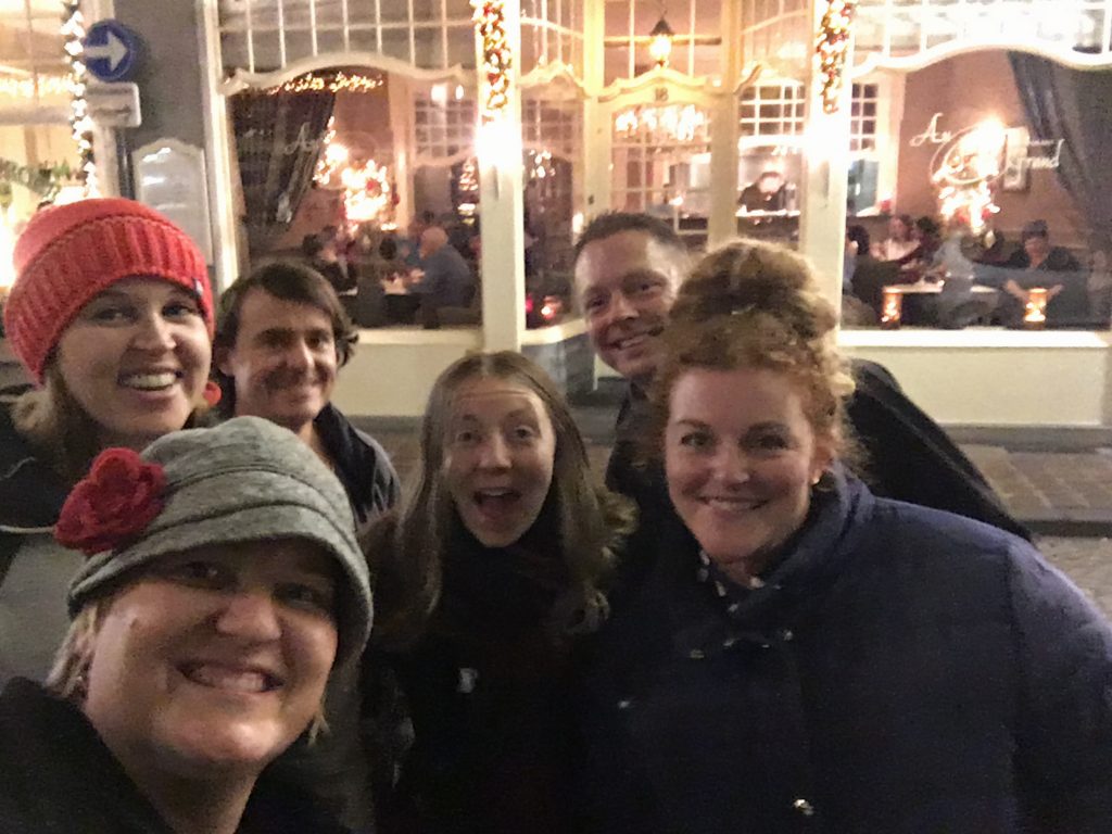 Christmas eve dinner friends Bruges Belgium Au Petit Grand