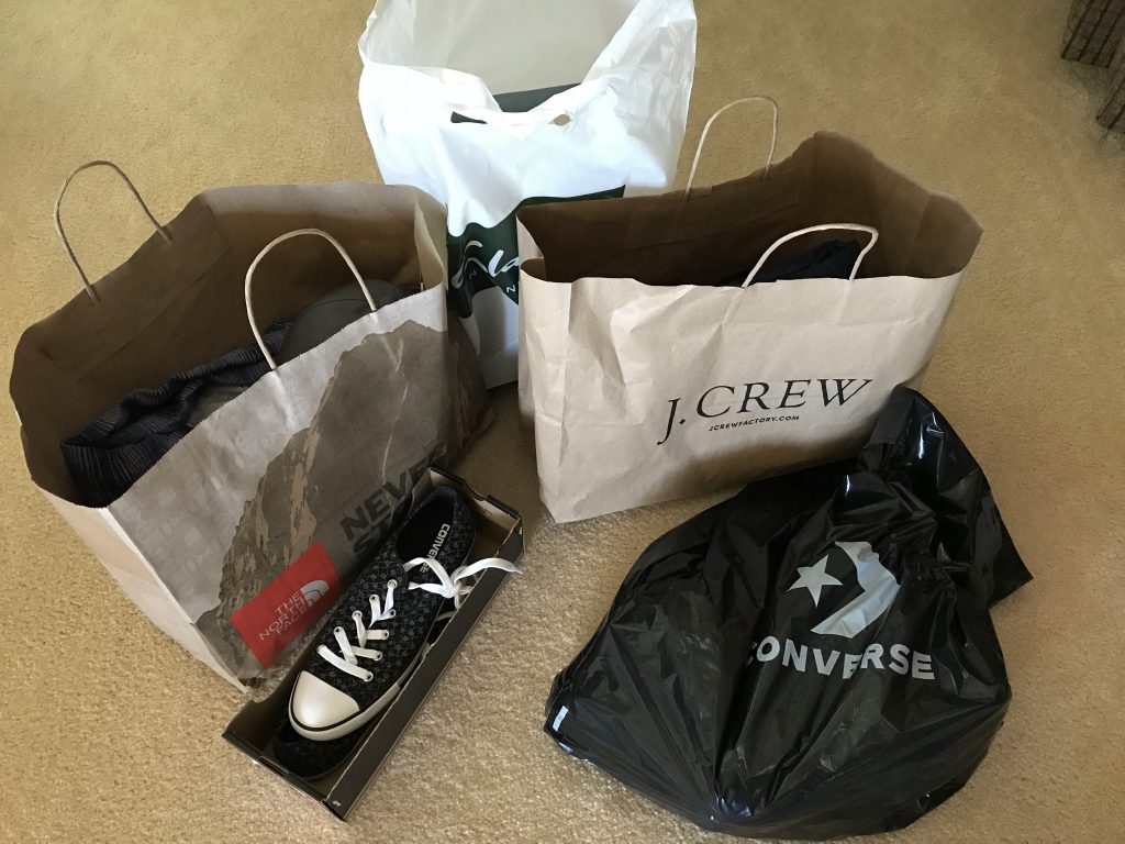 Shopping bags and purchases