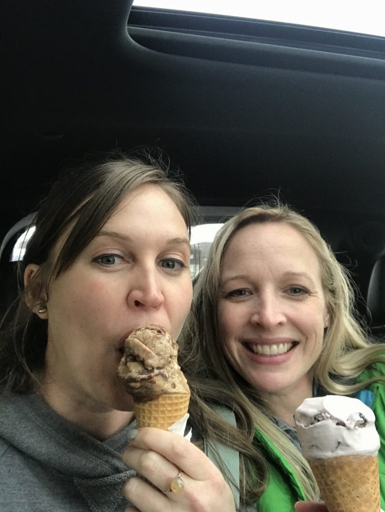 Sisters eating ice cream