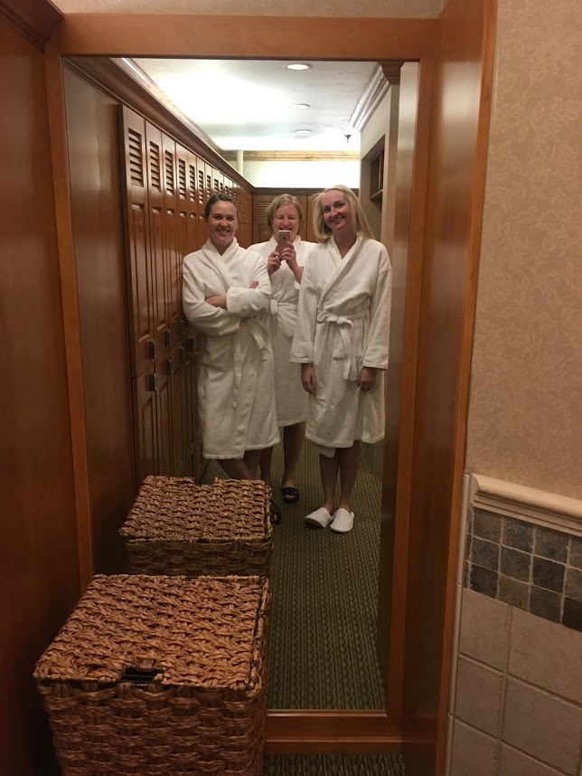 spa day, white robes, friends, Jackson Hole, Wyoming