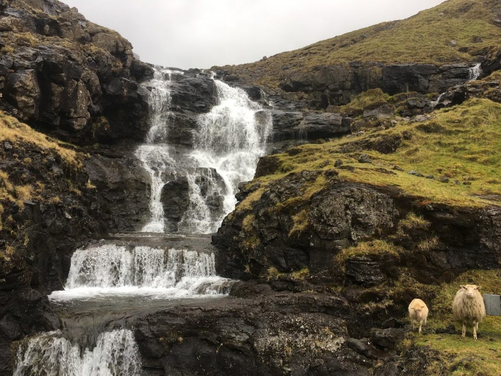 describe the Faroe Islands with waterfalls