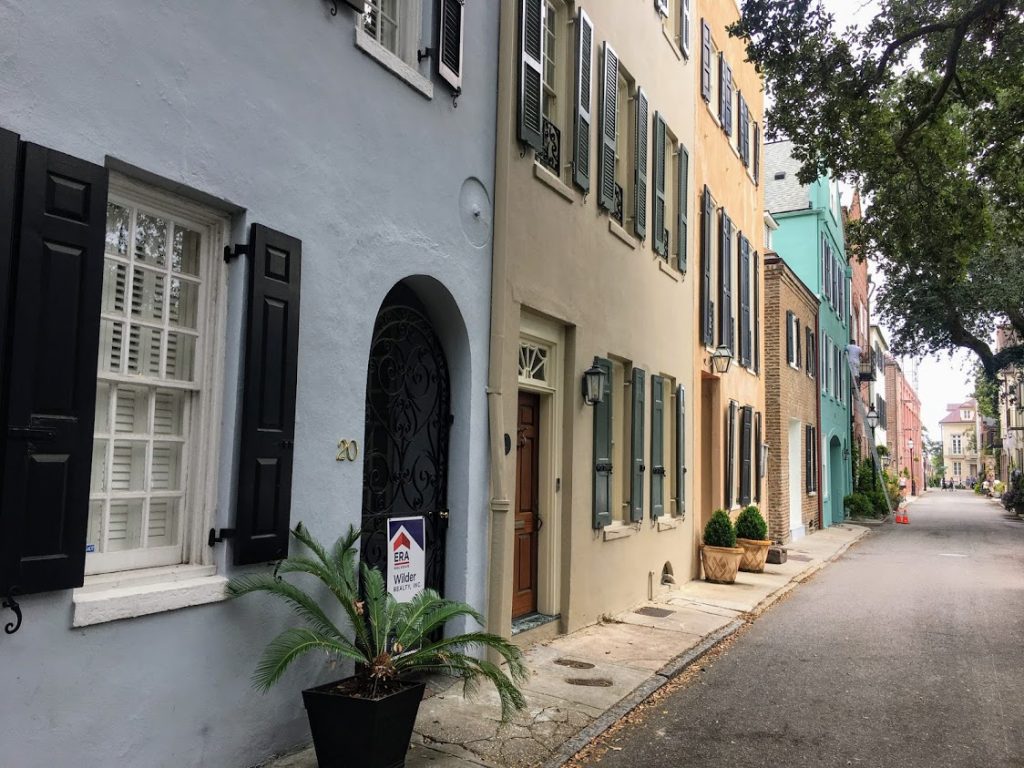 Charleston street with pastel houses