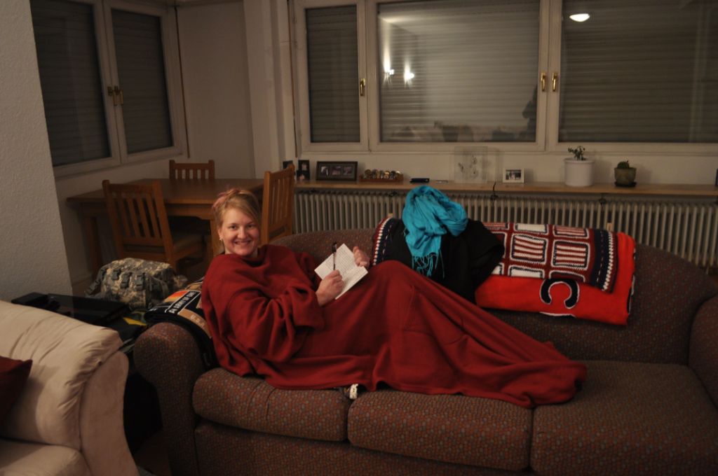 Friend's house in Germany red Snuggie