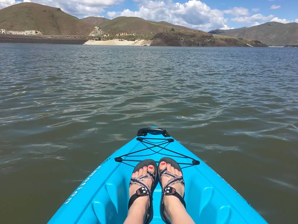 blue kayak Lucky Peak State Park
