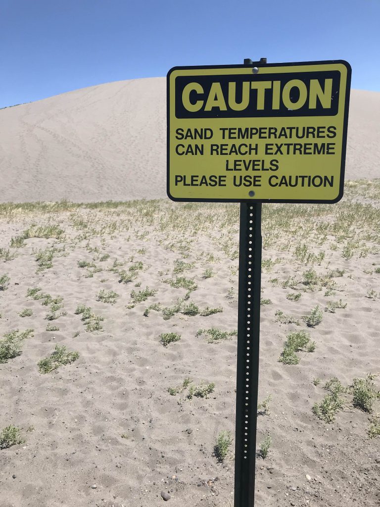 Bruneau Dunes State Park - hot sand warning sign