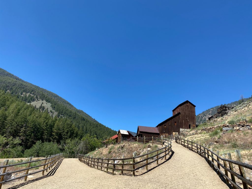 Blue skies over Bayhorse Land of the Yankee Fork State Park