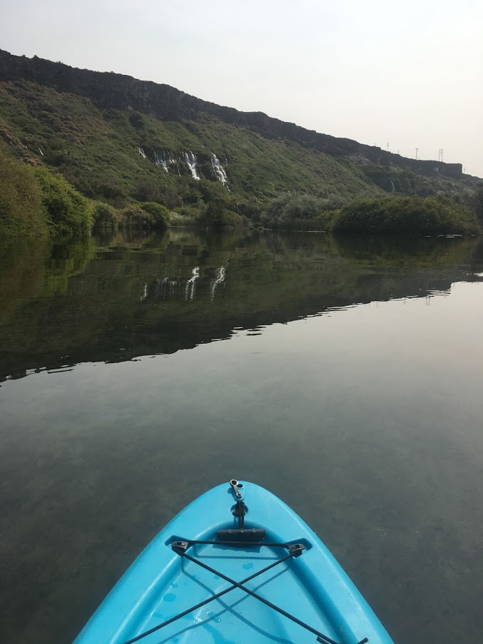 Blue kayak Ritter Island Snake River