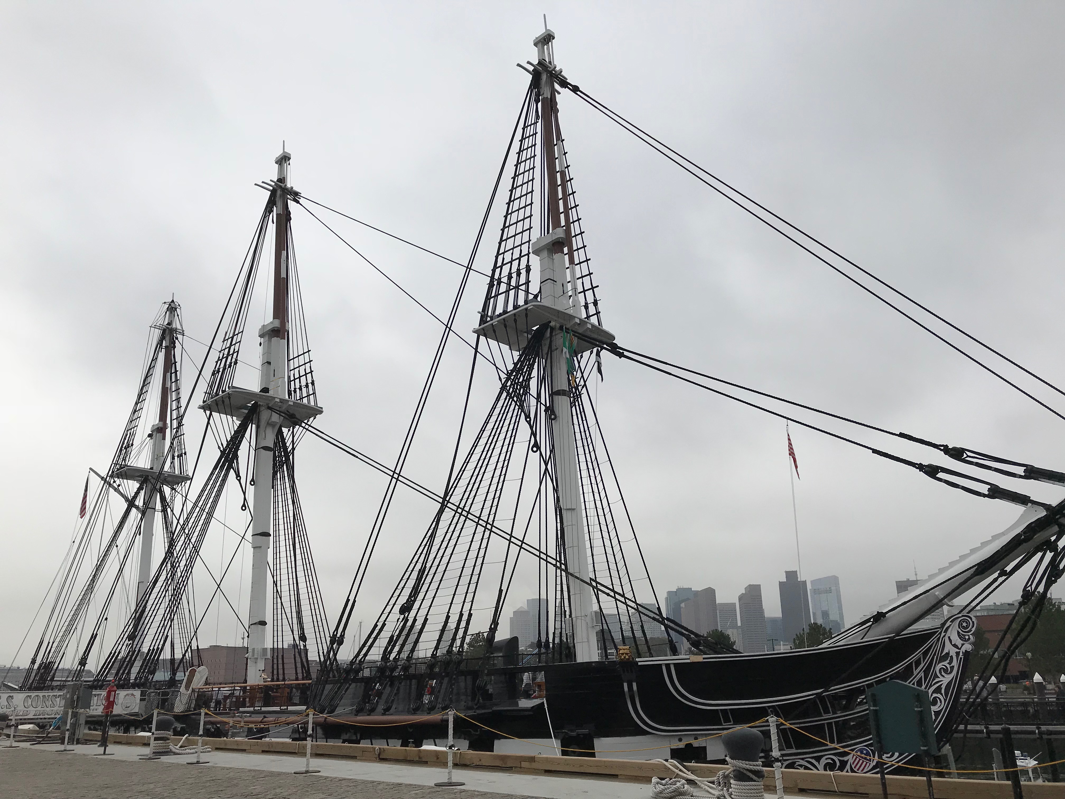 Old chip in Boston Harbor on a cloudy day