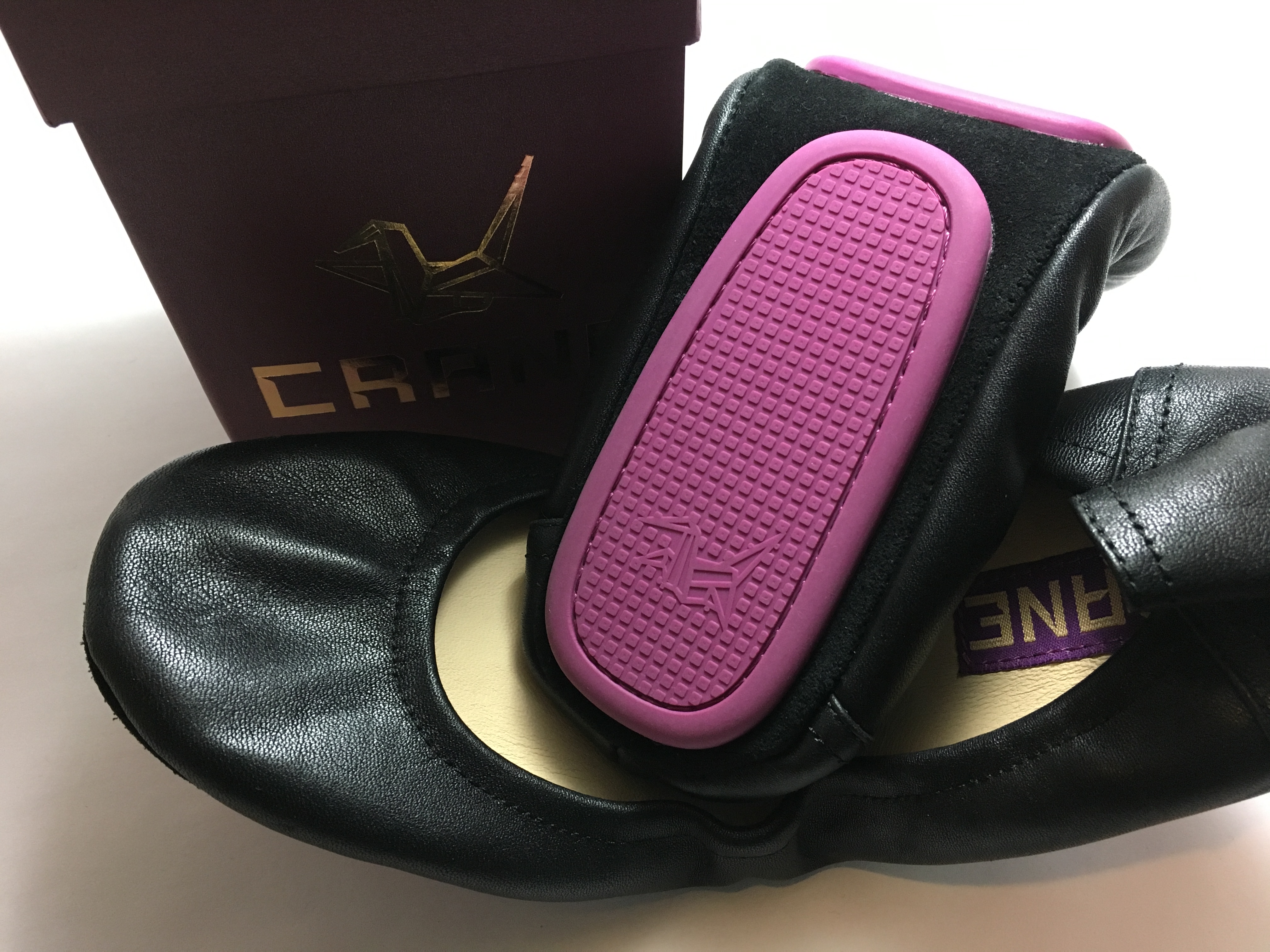 Crane ballet flats foldable flats travel black