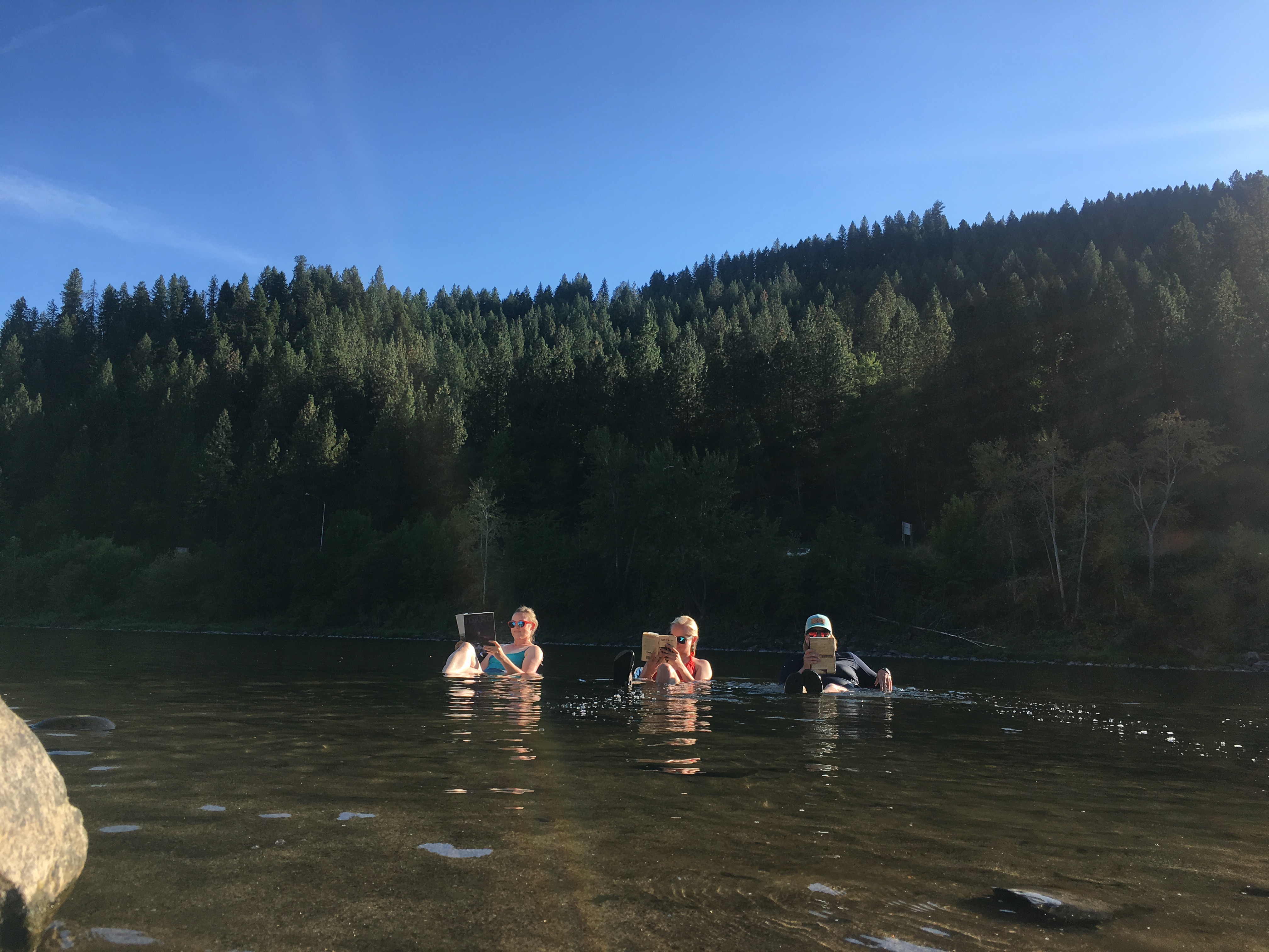sitting in the clearwater river