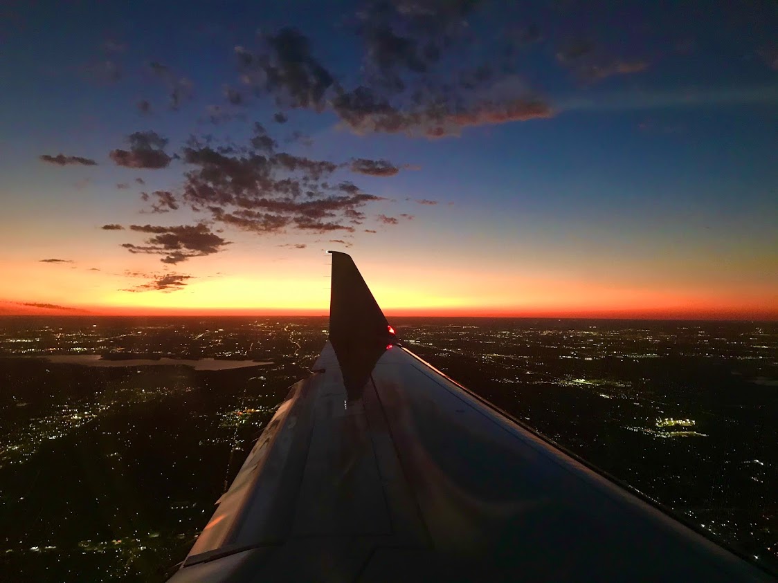 sunset from plane window