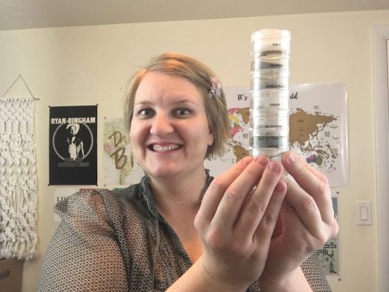 DIY travel spice kit and girl