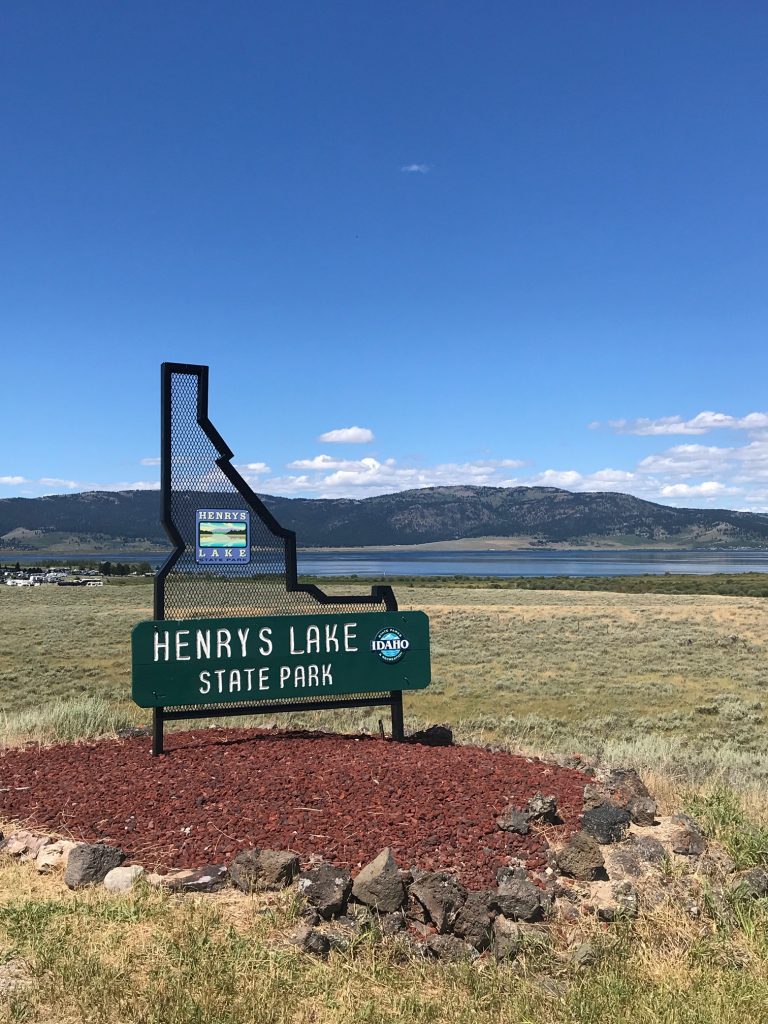 Henrys Lake State Park welcome sign.