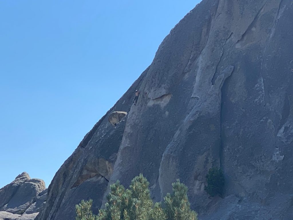 Rock climber at City of Rocks National Reserve.