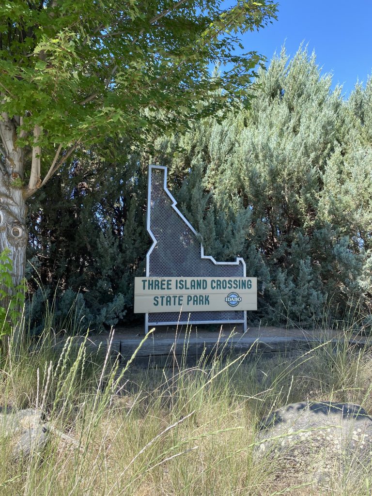 Three Island Crossing state park sign