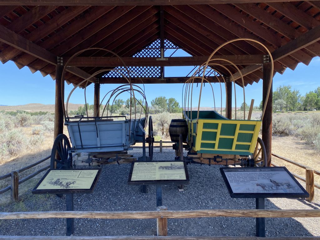 old wagons at Three Island Crossing State Park