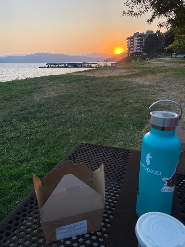 Picnic at dusk over Lake Coeur d’Alene