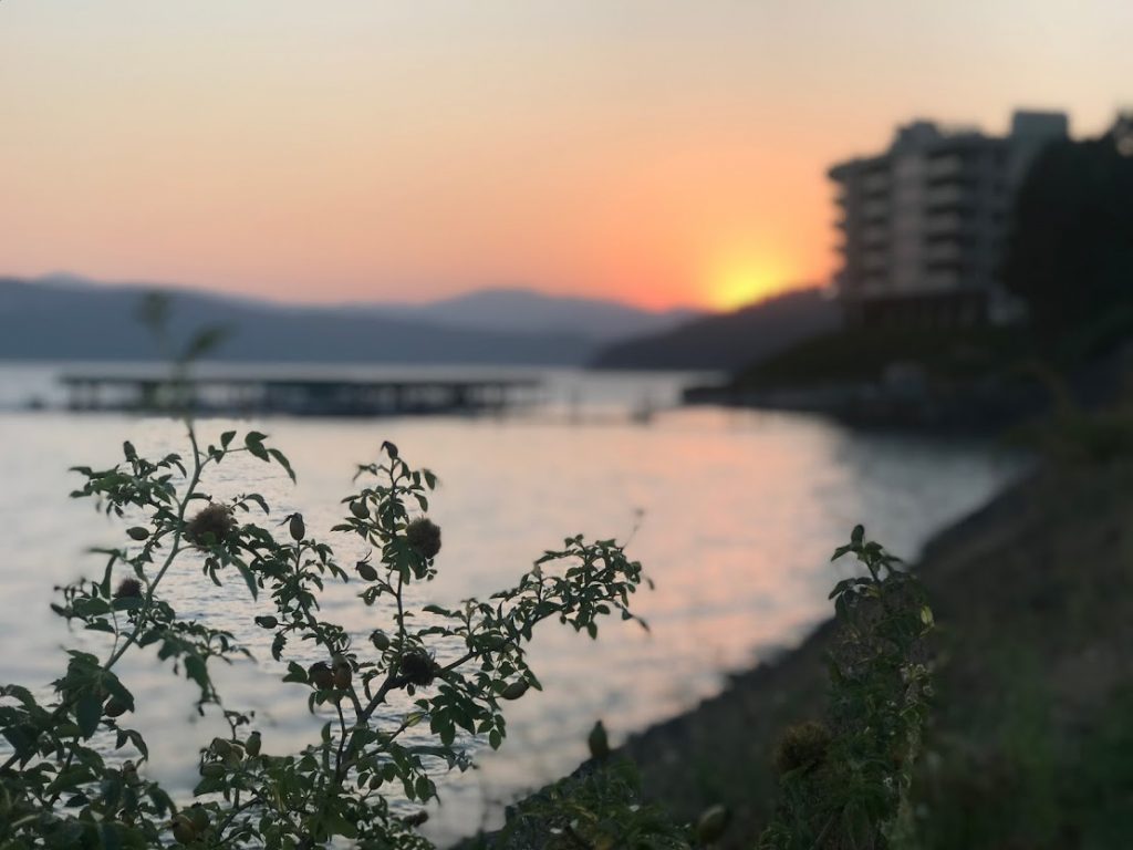 Lake Coeur d’Alene at sunset.