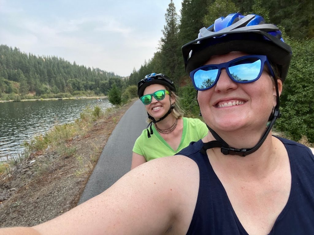 Tandem biking on Trail of the Coeur d’Alenes State Park