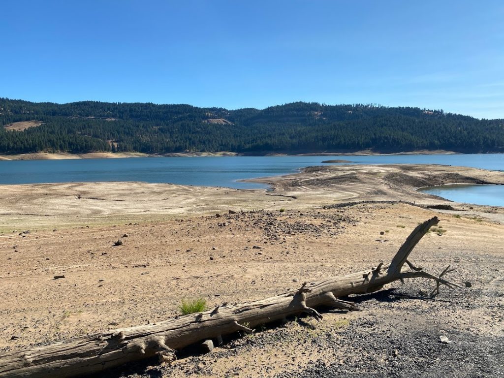 Dworshak State Park reservoir with low water levels