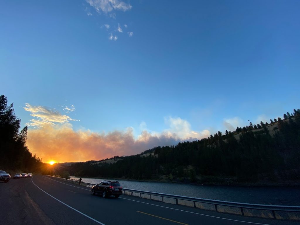 Wildfire sunset in Idaho
