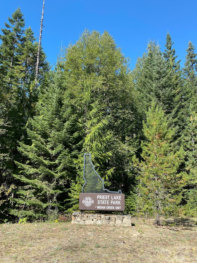 Priest Lake State Park sign.