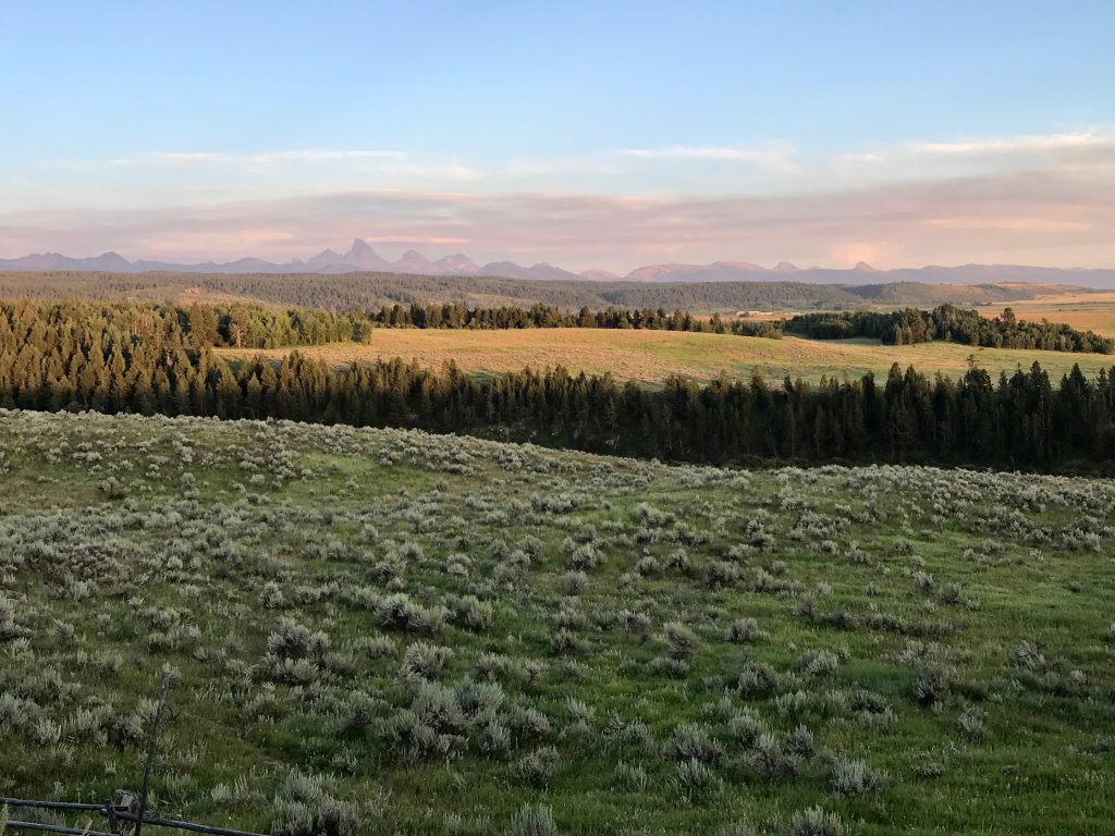 Teton mountain range on Ashton to Tetonia trail during an Idaho State Parks Challenge