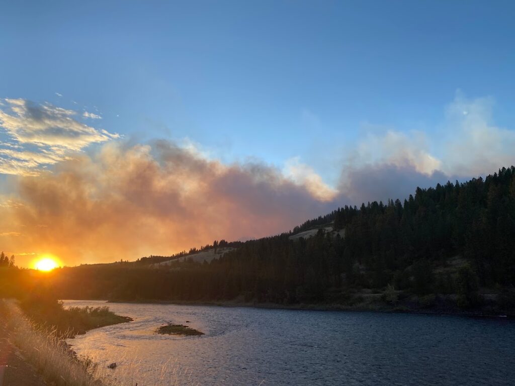 Wildfire in northern Idaho during Idaho State Parks Challenge
