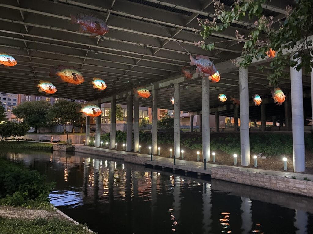 fish art on the San Antonio riverwalk