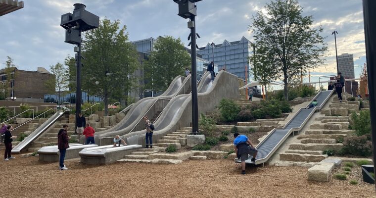 Downtown slides in Omaha